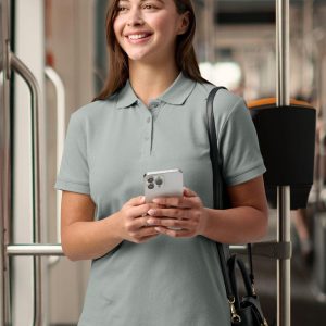 ladies cotton stretch polo