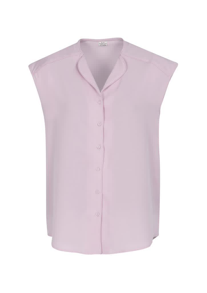 A sleeveless pink blouse with a button-up front and a casual collar. The fabric appears smooth and lightweight. Womens Lily Blouse - Image 1