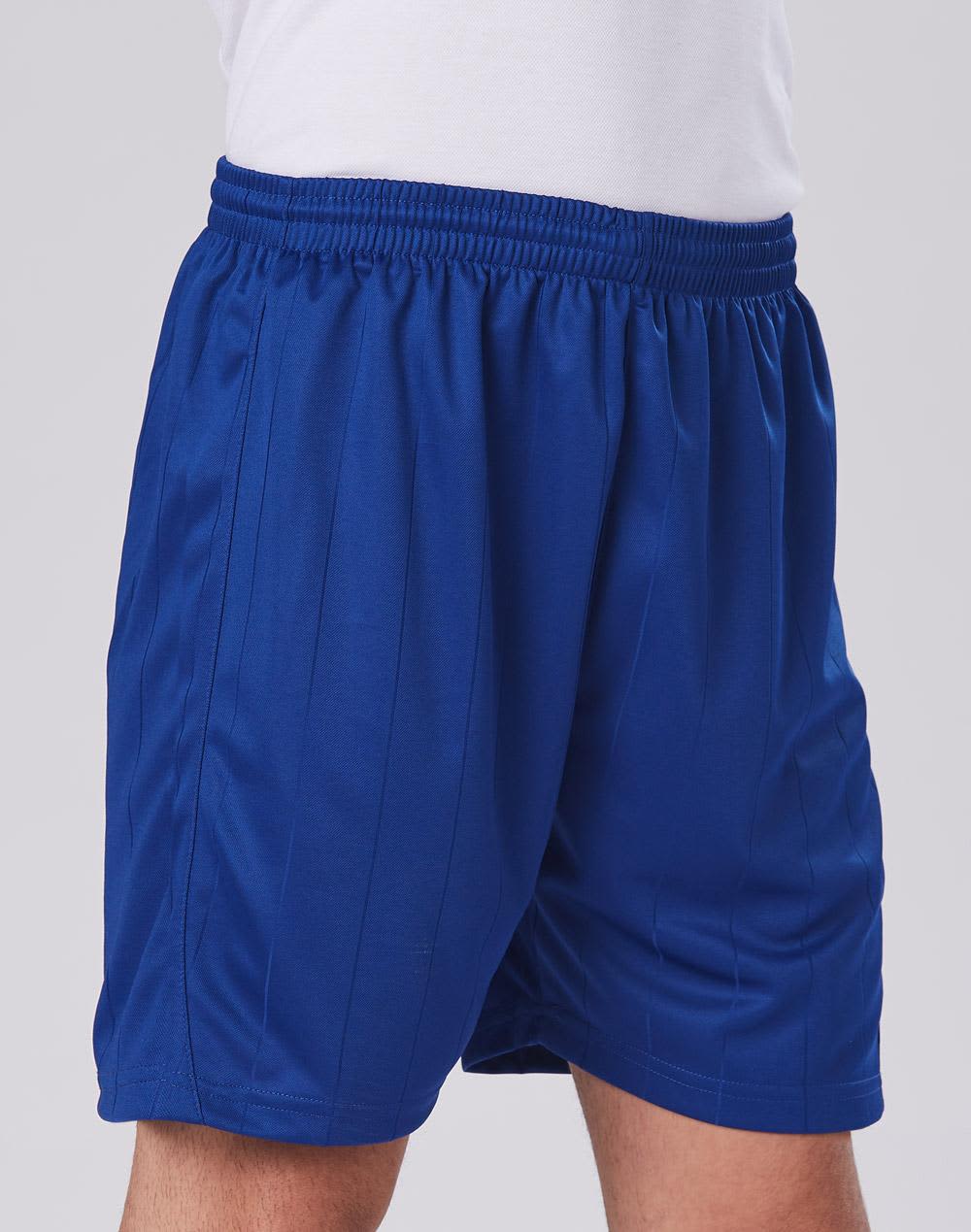 Blue kids' soccer shorts with an elastic waistband, featuring a smooth, lightweight fabric. Kid's Soccer Shorts - Image 1