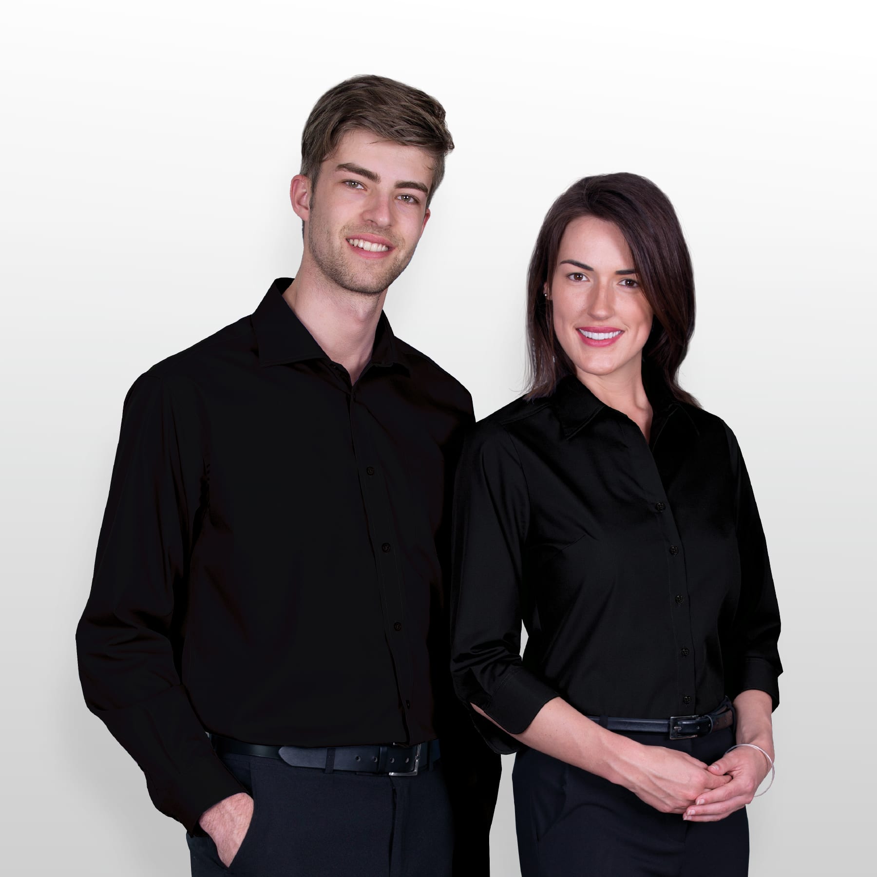 A black button-up shirt for men, featuring a modern design. Includes a logo branding. The Express Teflon Shirt - Mens - Image 1
