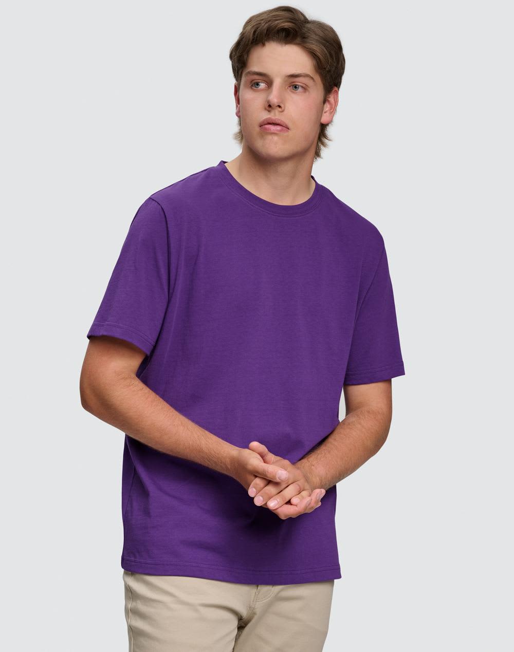 A semi-fitted men's t-shirt in bright blue, featuring short sleeves and a round neckline. It has a logo on the front. Men's Cotton Semi Fitted Tee - Image 1