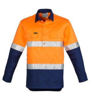 Mens Closed Front Long Sleeve Shirt - Hoop Taped