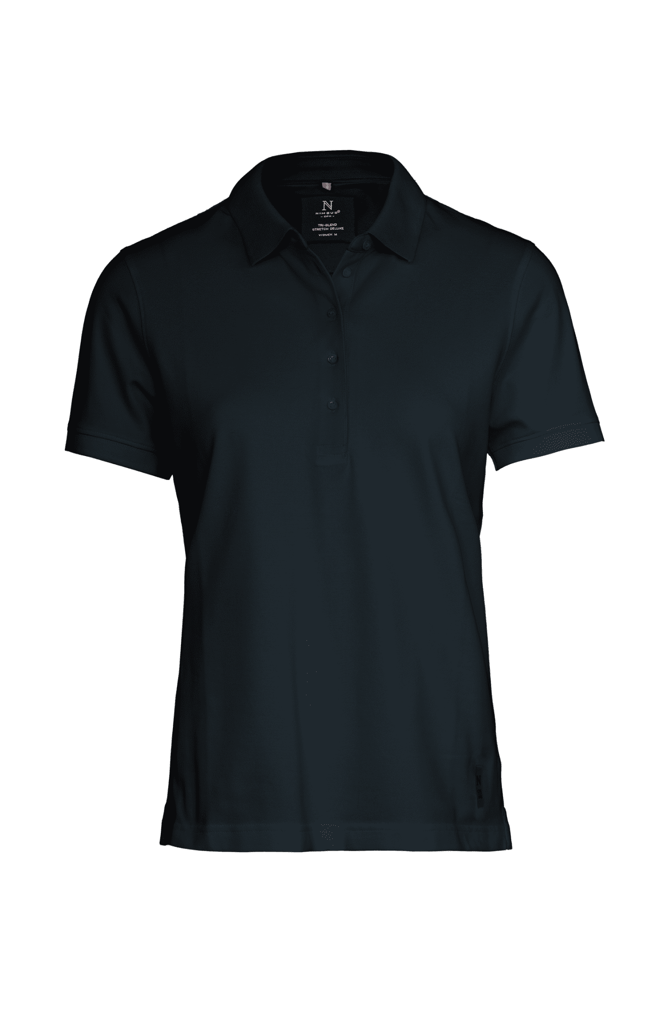 A dark navy women's polo shirt with a classic collar and a logo on the label. Altavista Women Polo Shirt - Image 1
