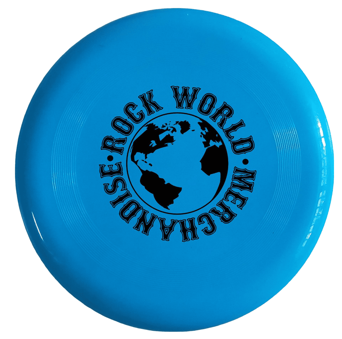 A blue flying disc featuring a black logo with a globe design at the centre. Sports Flying Disc - Image 1