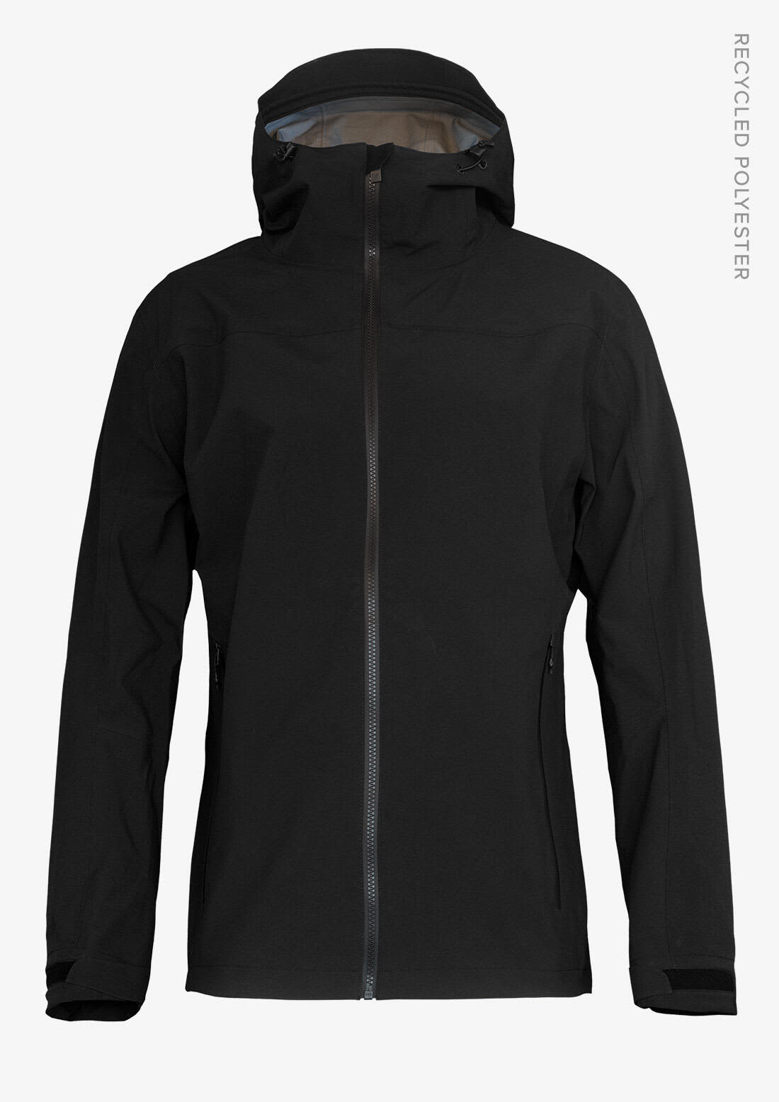 A black shell jacket for women featuring a full zip and a hood, made from recycled polyester. Contains a logo. Yosemite Shell Jacket Women - Image 1