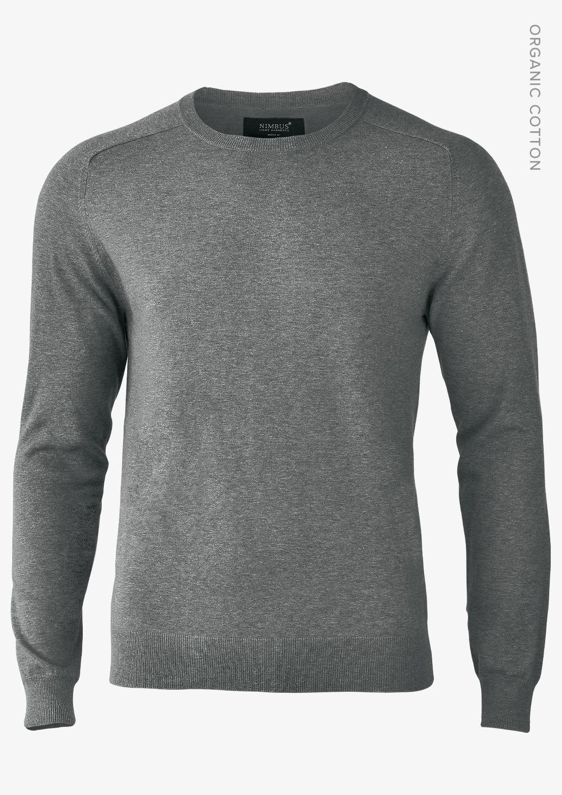 A grey knitwear jumper with long sleeves and a round neckline, featuring a logo label. Brighton O-Neck Men Knitwear - Image 1