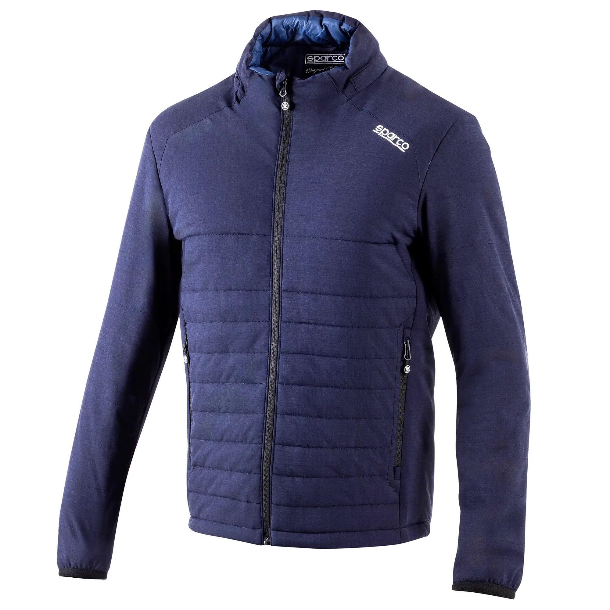 A navy blue jacket with a zip front and multiple pockets, featuring a logo on the shoulder. FTW Frame Jacket - Image 1