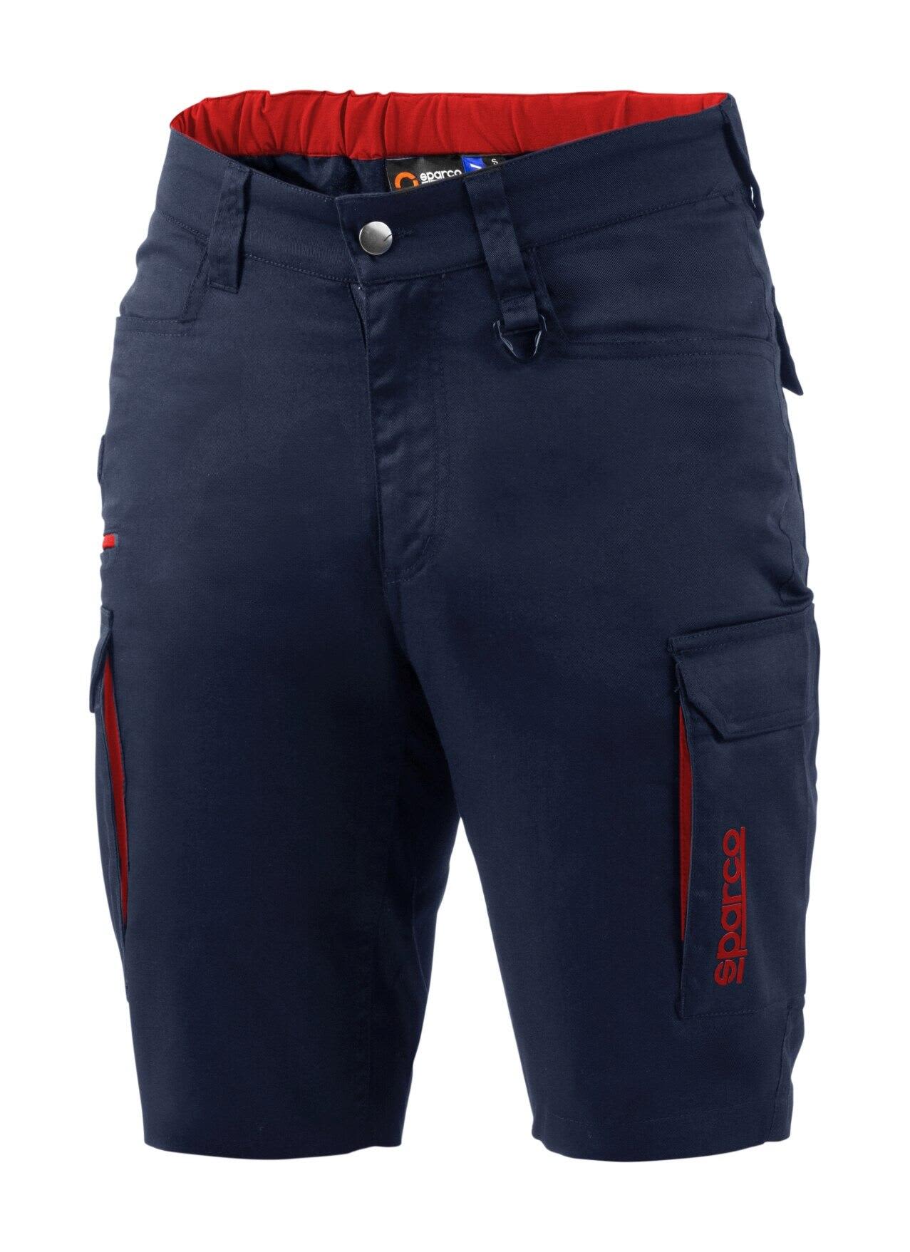 Navy Bermuda shorts with red accents and cargo pockets, featuring a logo on the side. FTW Hawaii Bermuda Shorts - Image 1