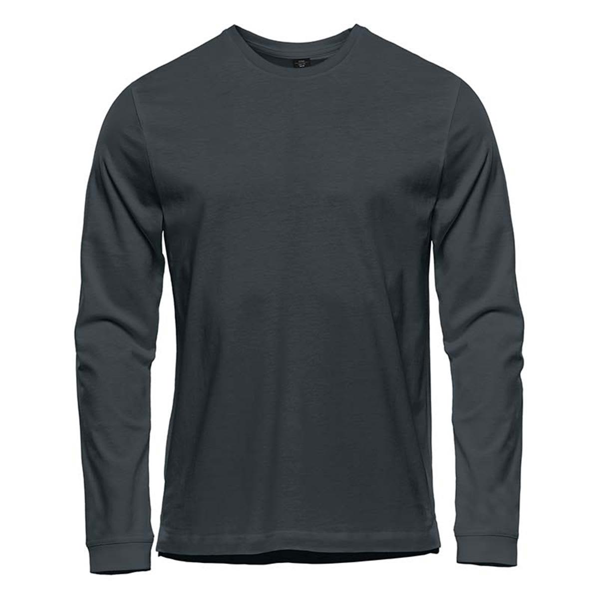 Men's long sleeve tee in a dark grey colour, featuring a crew neck and a logo on the front. Men's Equinox Long Sleeve Tee - Image 1