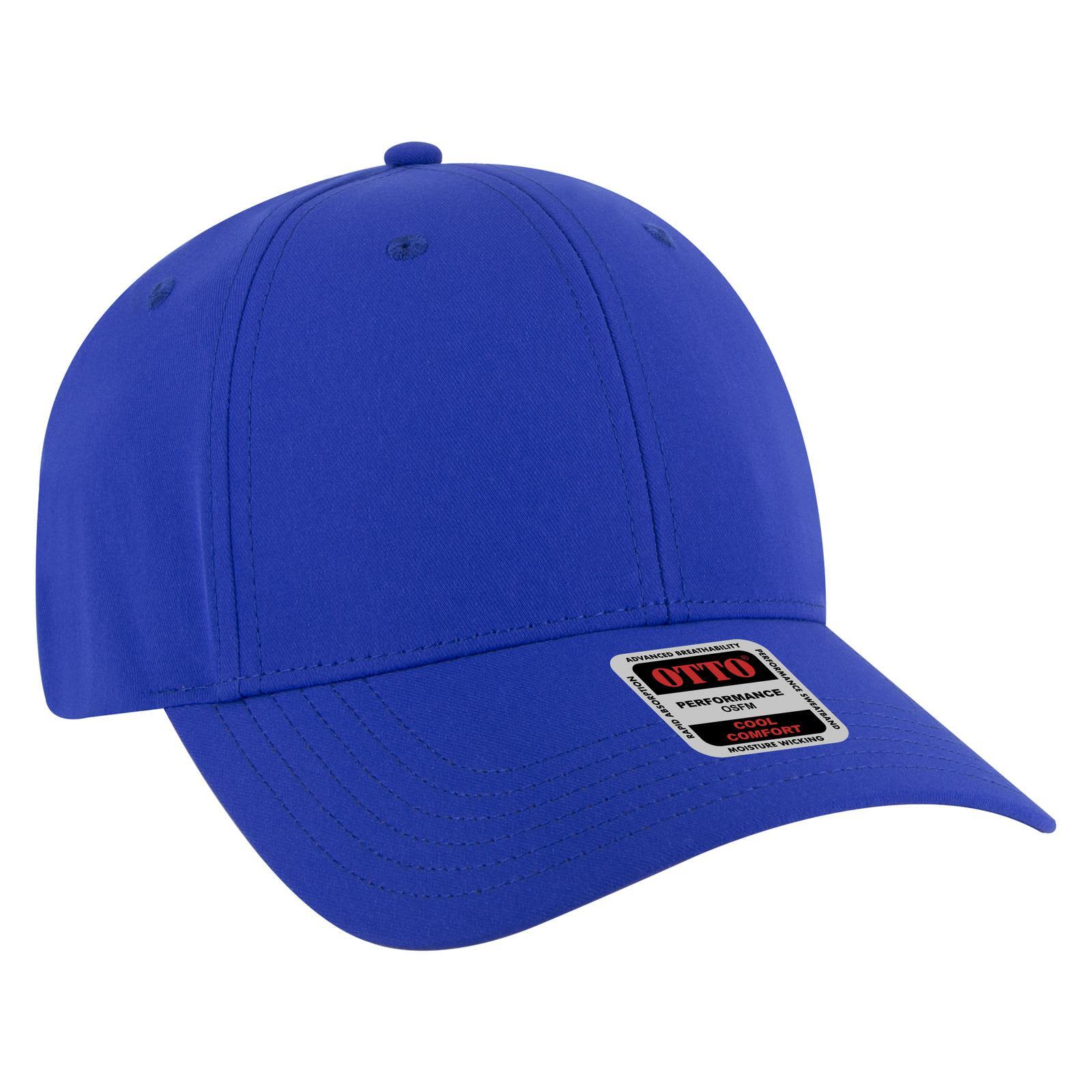 A blue 6 panel low profile style baseball cap with a logo on the front. 6 Panel Low Profile Style Baseball Cap - Image 1