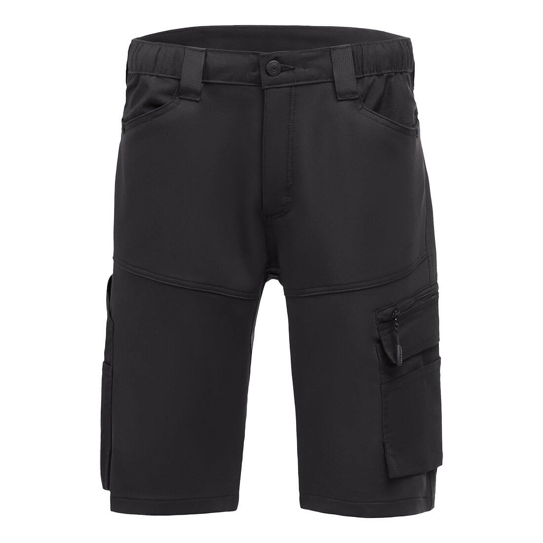 Black trade shorts featuring multiple pockets and a zip closure, designed for practicality and comfort. DX4 Trade Shorts - Image 1