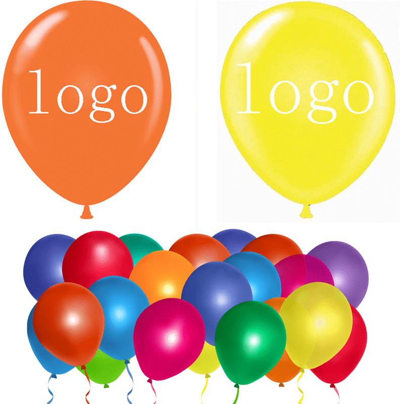 A collection of vibrant balloons in orange, yellow, purple, red, green, blue, and pink, featuring logos. Balloon - Image 1