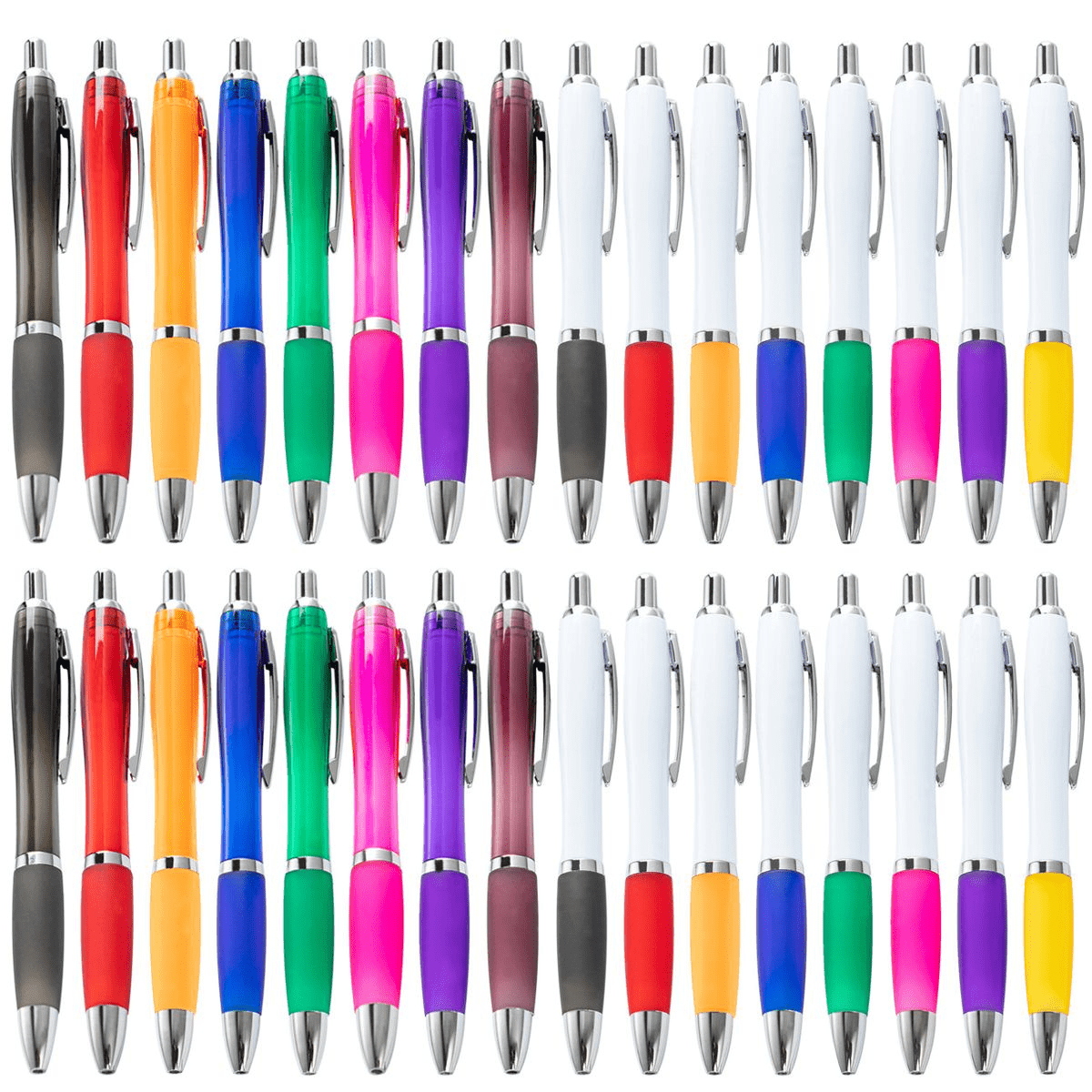 A collection of assorted ballpoint pens in various colours, featuring plastic bodies and silver accents. Ballpoint Pen - Image 1
