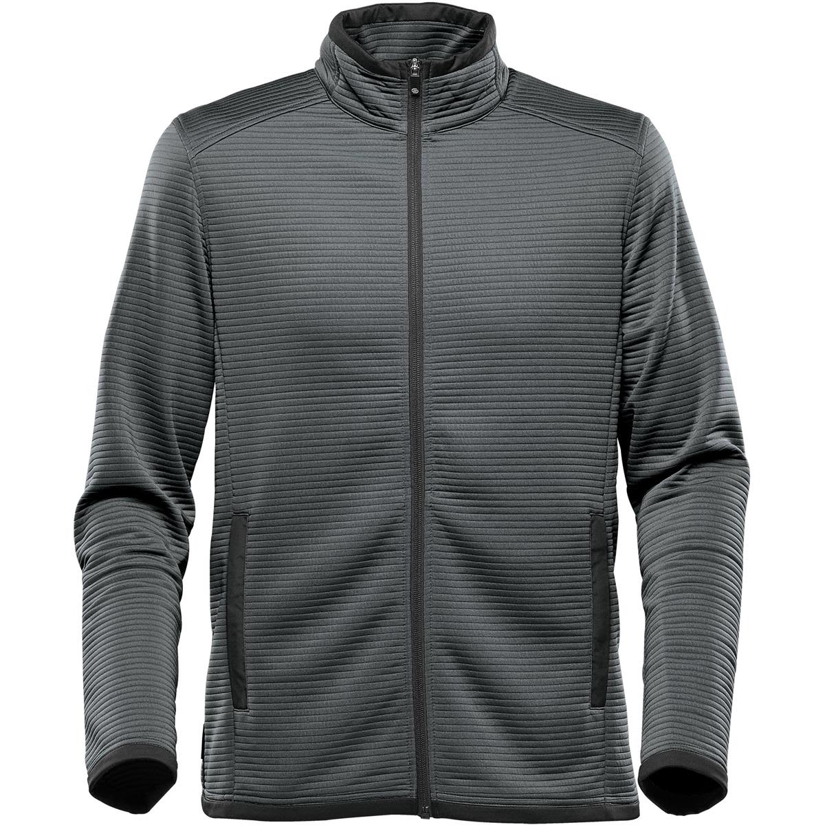 A green men's jacket with a zip front, high collar, and side pockets. It features a textured pattern and has a logo. Men's Andorra Jacket - Image 1