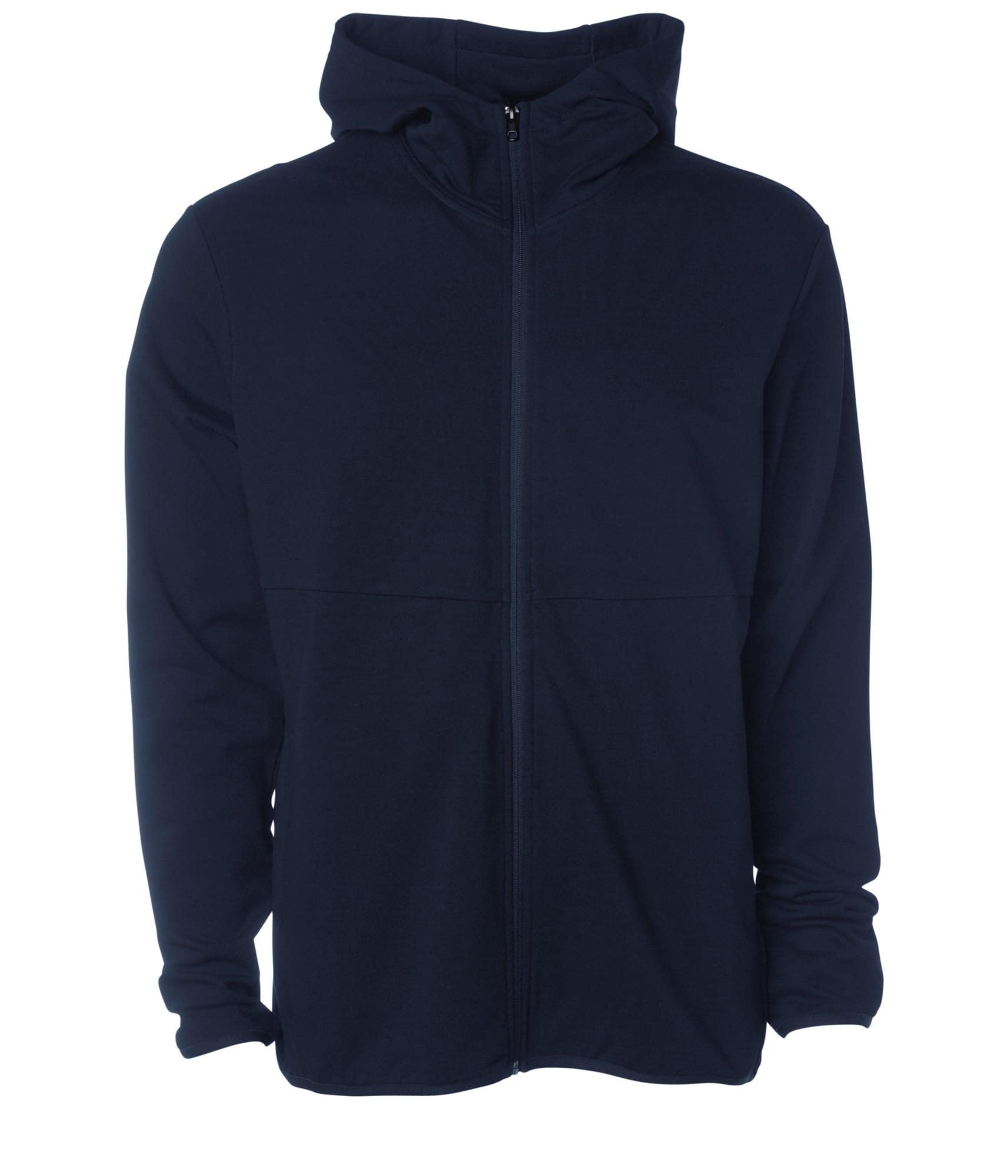A navy zip-up hoodie with a hood and long sleeves, featuring a front zipper. It has a simple design with no visible logos. Perform Zip Hood - Image 1