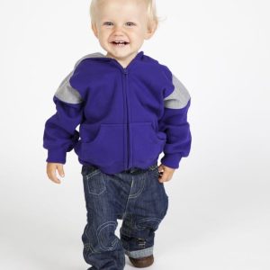 Kids Shoulder Contrast Panel Hoodies with Zipper