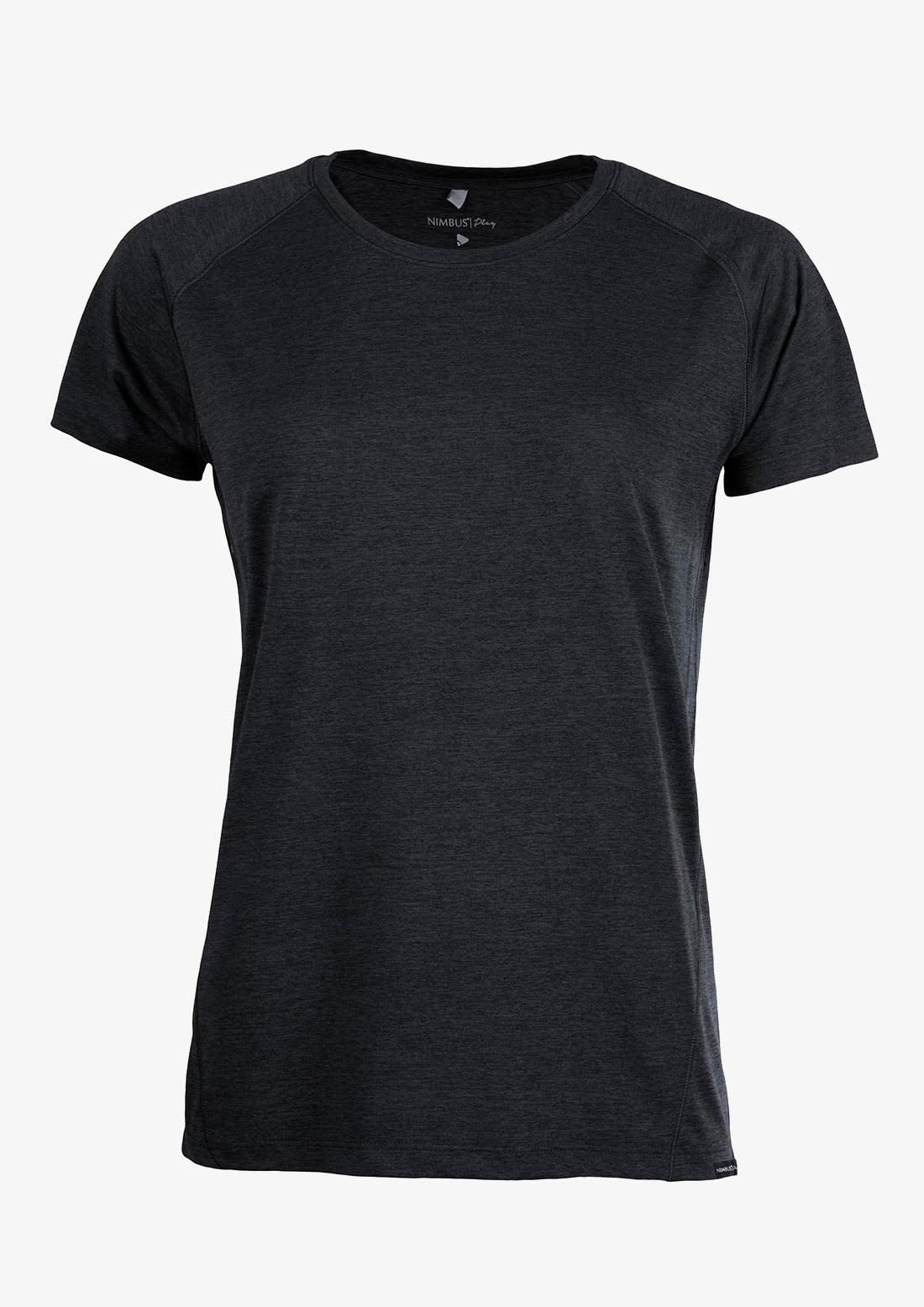 A black women’s T-shirt with a classic crew neckline and short sleeves, featuring a logo. Freemont Women T-Shirt - Image 1