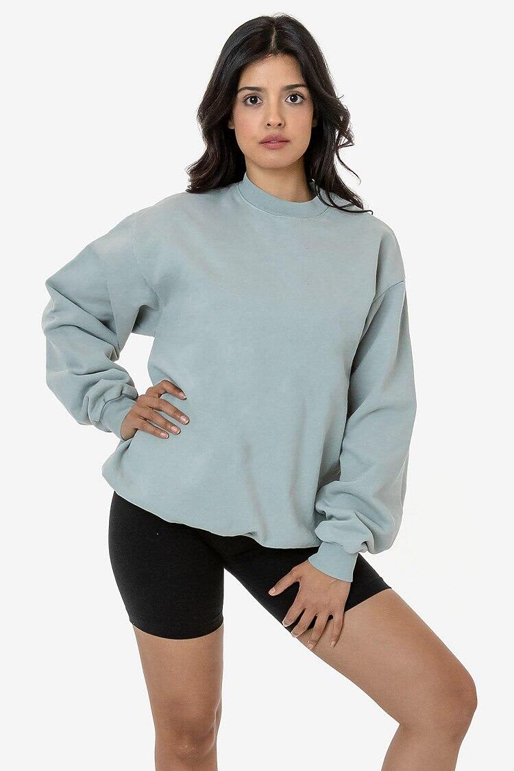 A light grey heavy fleece pullover with a relaxed fit, featuring long sleeves and a crew neckline. Garment Dye Heavy Fleece Pullover - Image 1