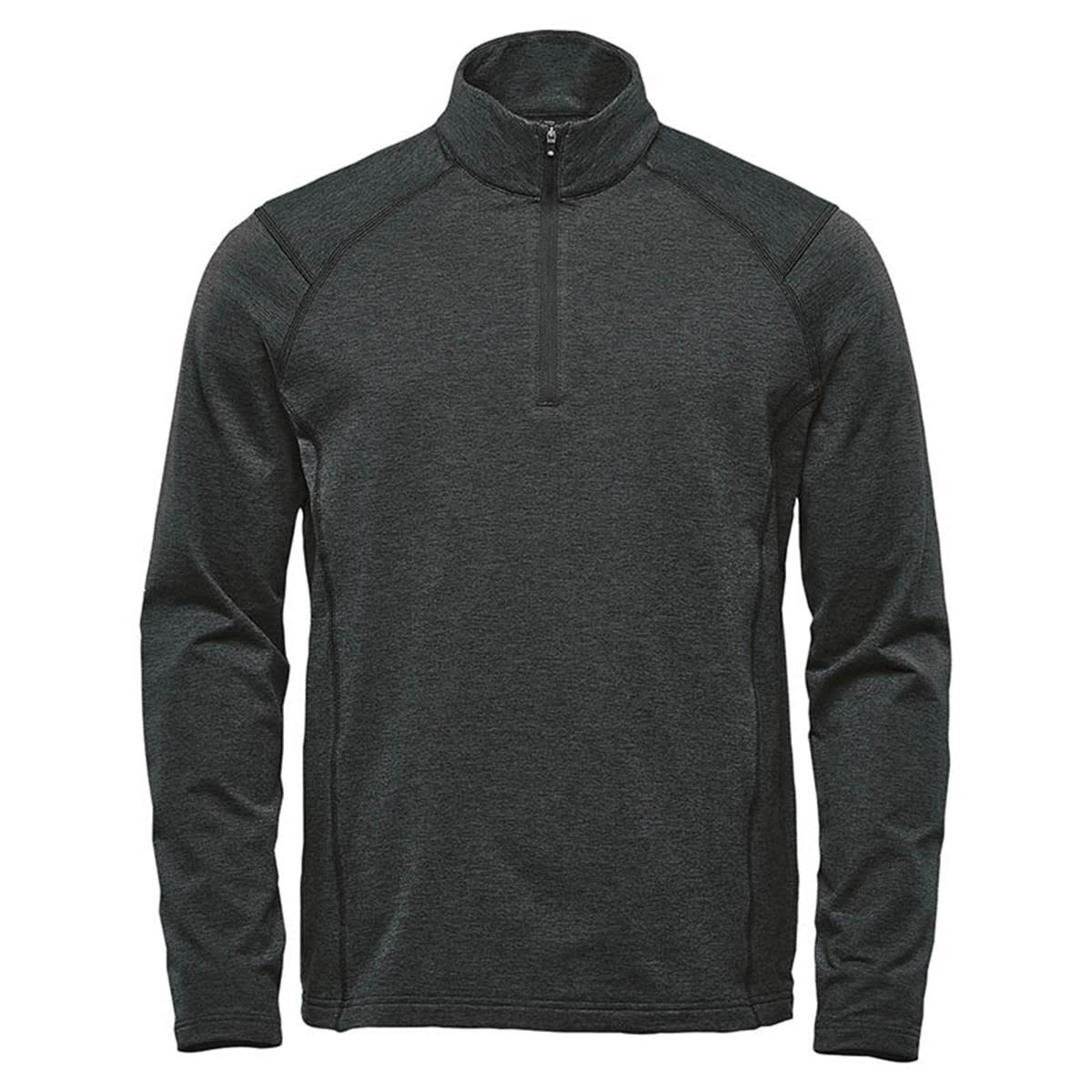 A green men's 1/4 zip pullover jumper with long sleeves and a high collar, featuring a logo on the chest. Men's Treeline Performance 1/4 Zip Pullover - Image 1
