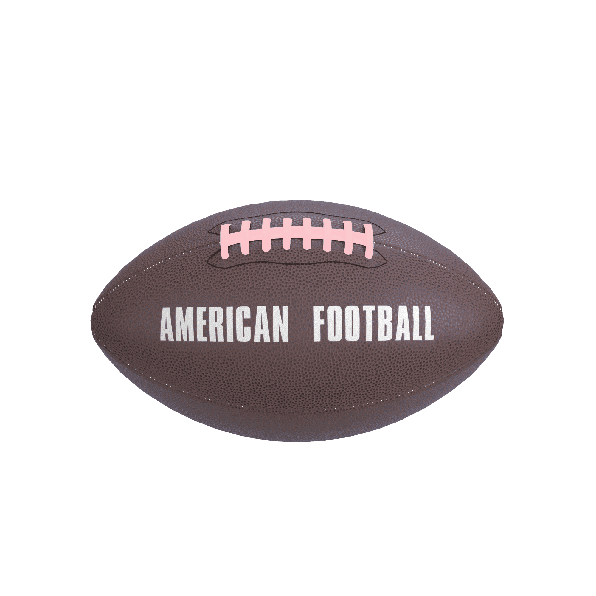 A brown American football featuring white text and a pink lacing detail, with a logo on its surface. American Football - Image 1