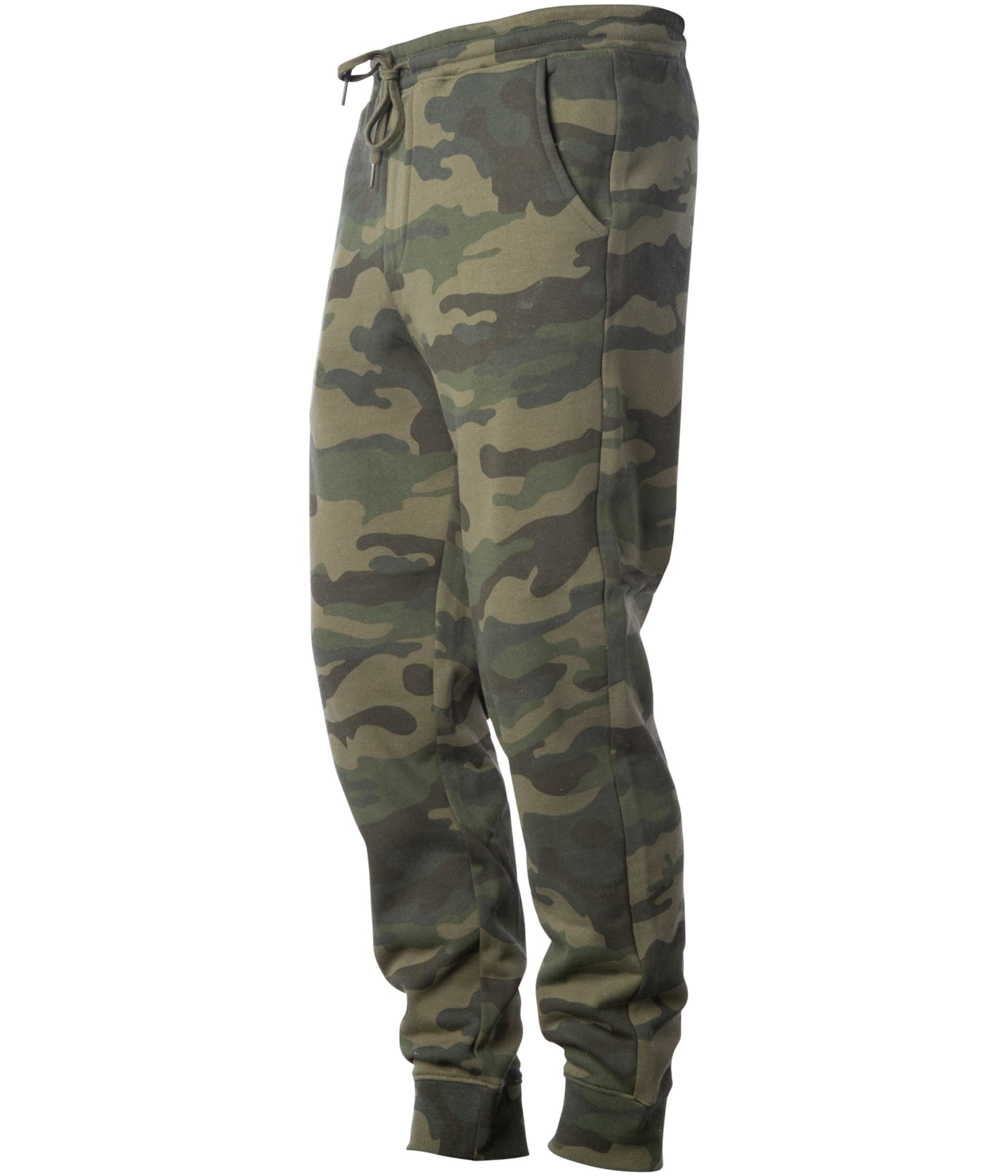 Midweight sweatpants in a camouflage pattern, featuring pockets and an elastic waistband. Mens Midweight Sweatpant - Image 1