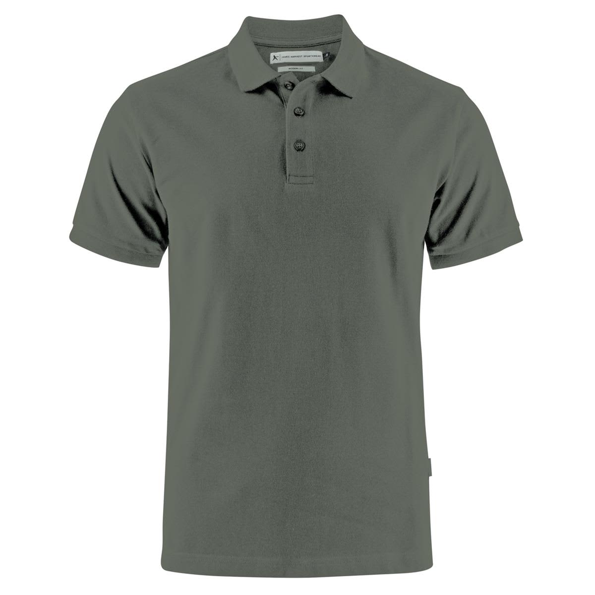 A grey men's cotton polo shirt with short sleeves, featuring a collar and buttons, and a logo on the side. Neptune Regular Men's Cotton Polo - Image 1