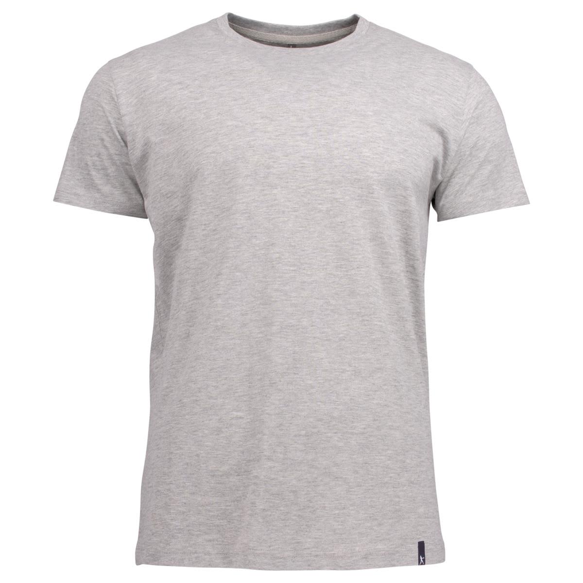 A grey crew neck t-shirt featuring a simple design and a small logo on the side. Suitable for casual wear. American U Men's Crew Neck Tee - Image 1