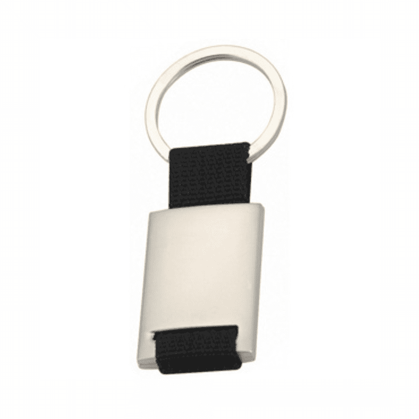 A keyring with a silver metal body and a black fabric strap. It features a circular keyring attachment. Adele keyring - Image 1