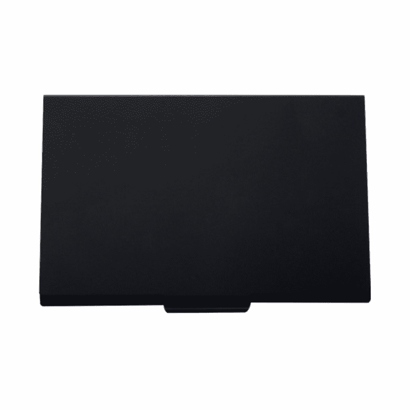 A sleek black cardholder with a textured surface and a sliding opening mechanism. It features a subtle logo. Camilla business card holder - Image 1