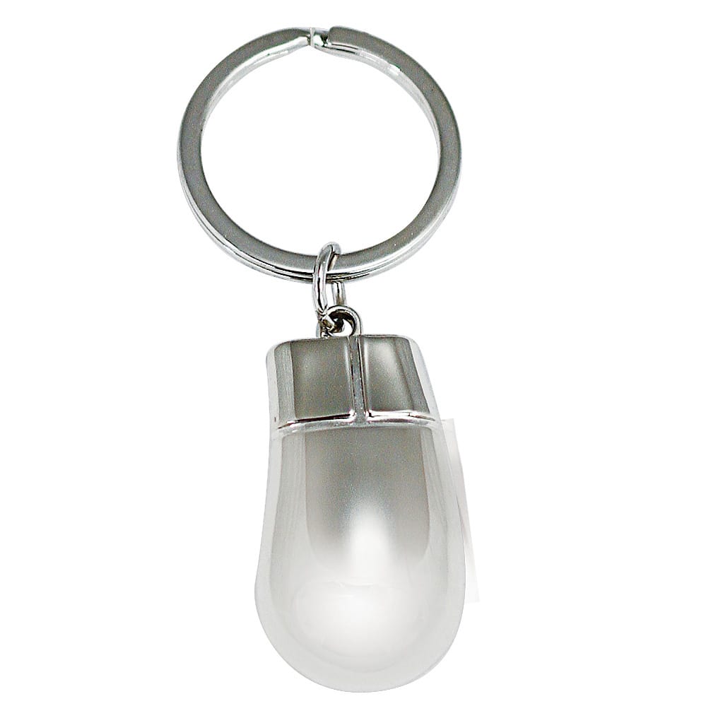 A keyring featuring a metallic silver capsule design with a smooth, reflective white body. Davenport keyring - Image 1