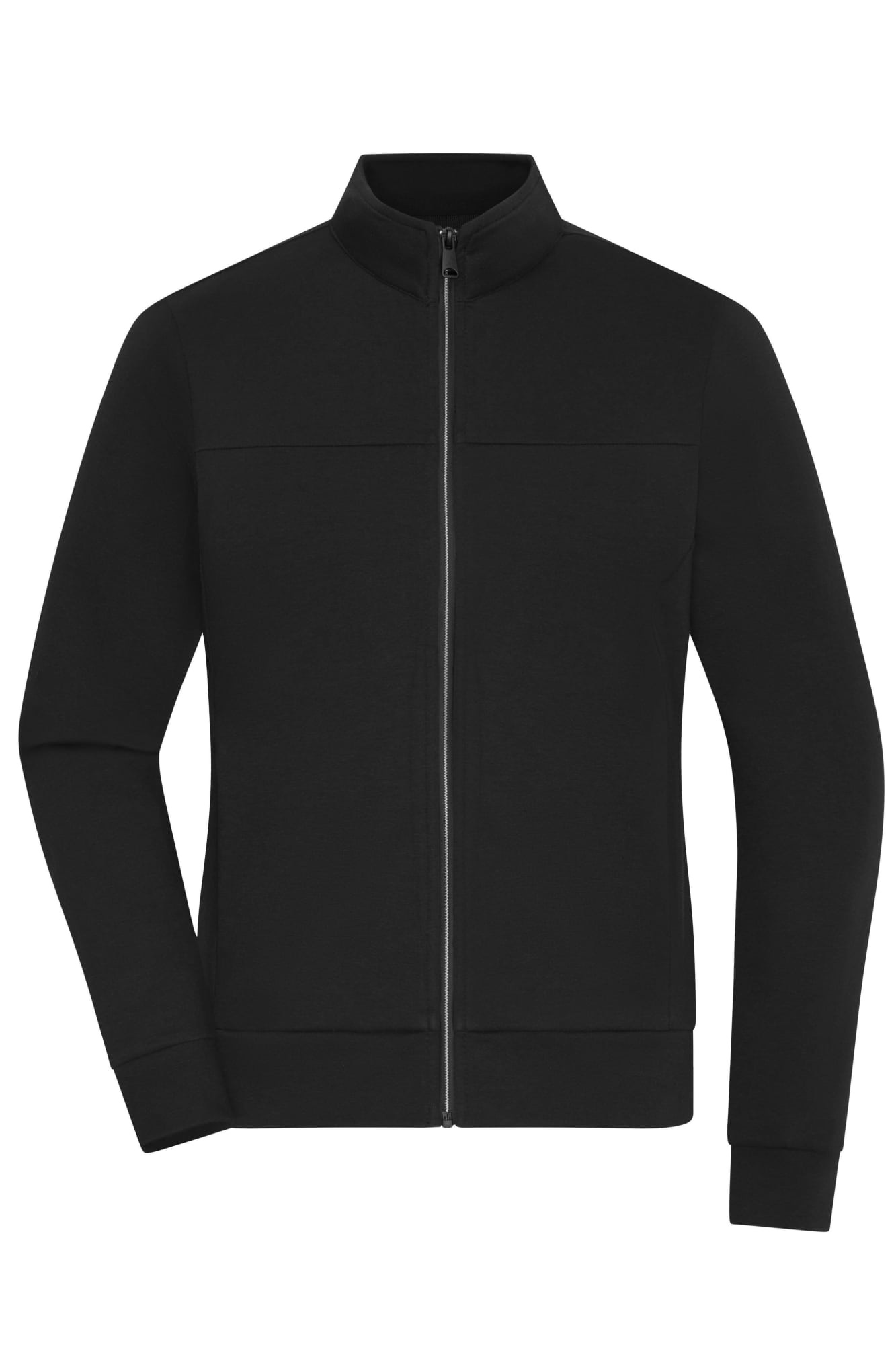 A black ladies jacket featuring a zip closure and a high neck. It has long sleeves and a minimalist design. Ladies Jacket - Image 1