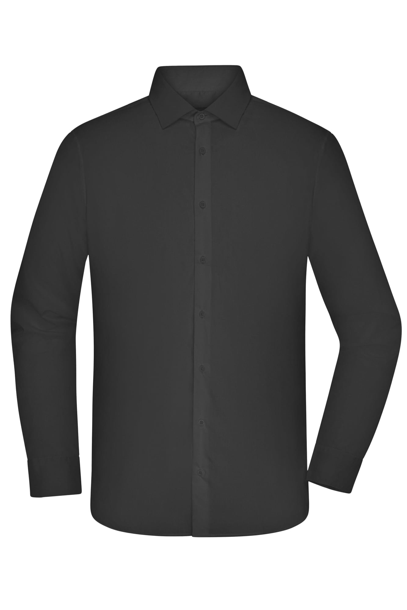 A men's long-sleeve shirt in solid black, featuring a button-up front and a classic collar. It includes a logo. Mens Shirt - Image 1