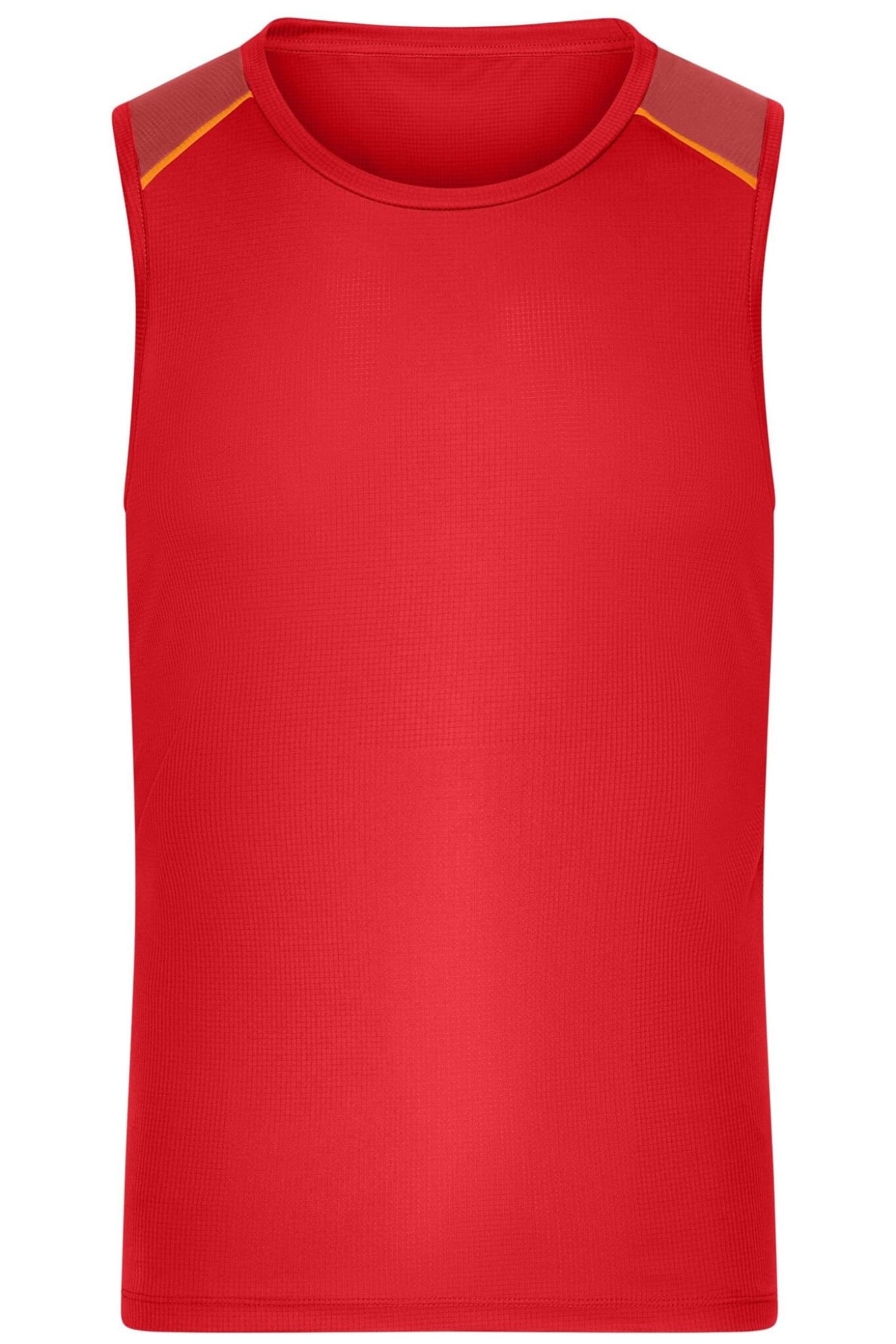 A red men's running tank top with sleeveless design and contrasting shoulder accents. Features a logo. Mens Running Tank - Image 1
