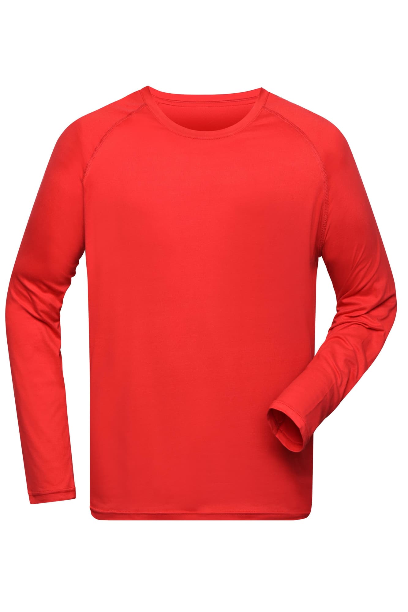 A long-sleeved men's sports shirt in bright red, featuring a logo on the front. Made from lightweight fabric. Mens Sports Shirt L-S - Image 1