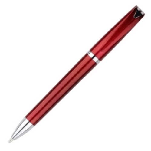 A red plastic pen with a glossy finish and silver accents. The pen features a branding logo. Cetus pen plastic pen - Image 1