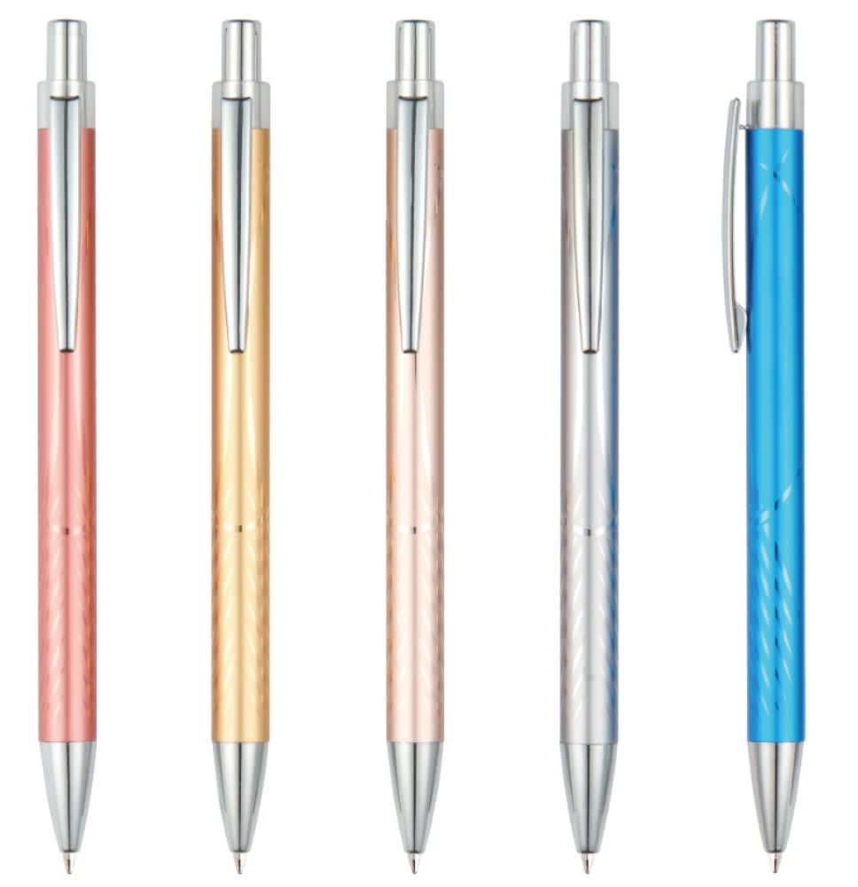 A selection of five Rocket aluminium pens in pink, gold, silver, blue, and a rose tone, each with a sleek design and clip. Rocket aluminum pen - Image 1