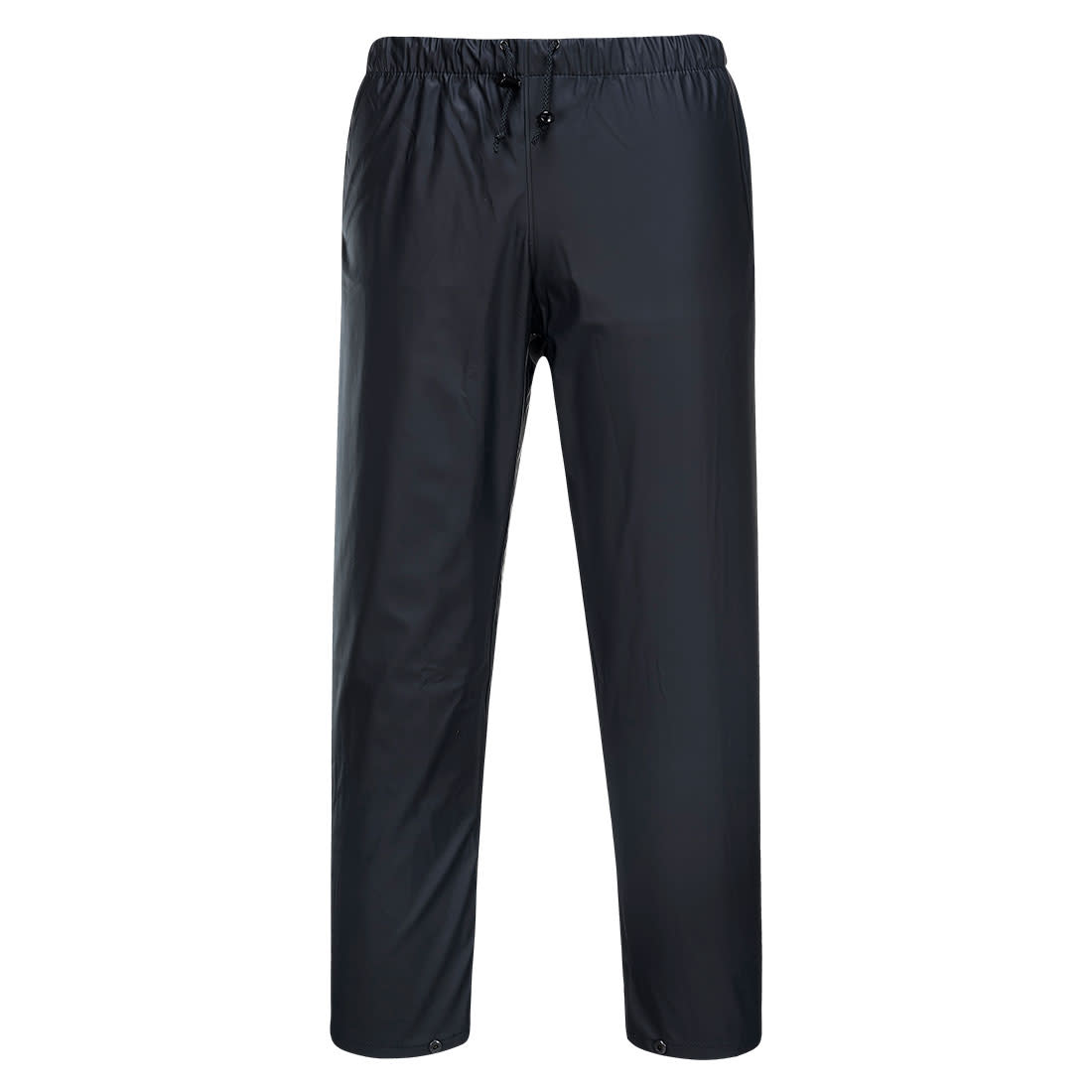 A pair of black, waterproof farmer's pants featuring an elastic waistband and drawstring, with a logo. Huski Farmers Pants - Image 1