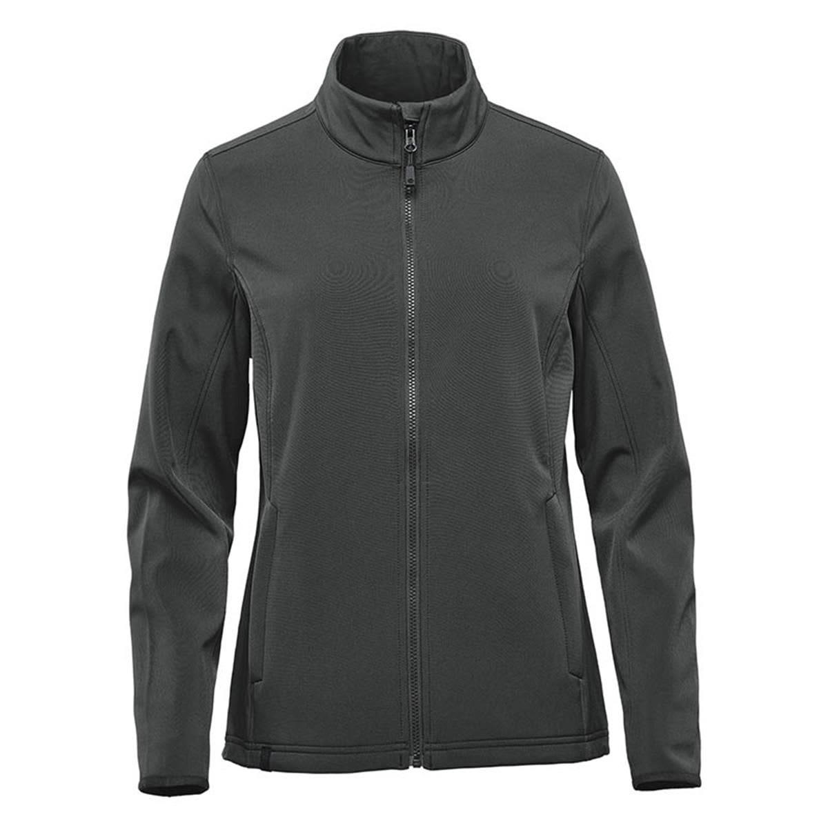A dark green women's soft shell jacket with a full front zip and a high collar. It features a logo on the chest. Women's Narvik Softshell - Image 1