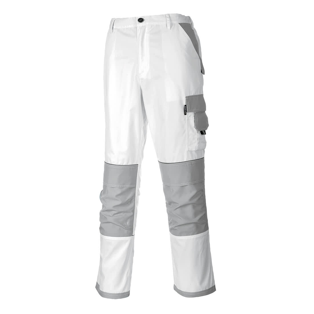 A pair of white trousers with grey accents, featuring multiple pockets and a relaxed fit. Painters Pro Pants - Image 1