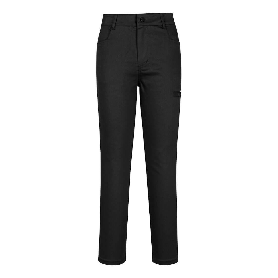 A pair of black women’s flexi work pants with a straight-leg design and a pocket detail. The pants feature a logo. KX3 Women’s Flexi Work Pants - Image 1