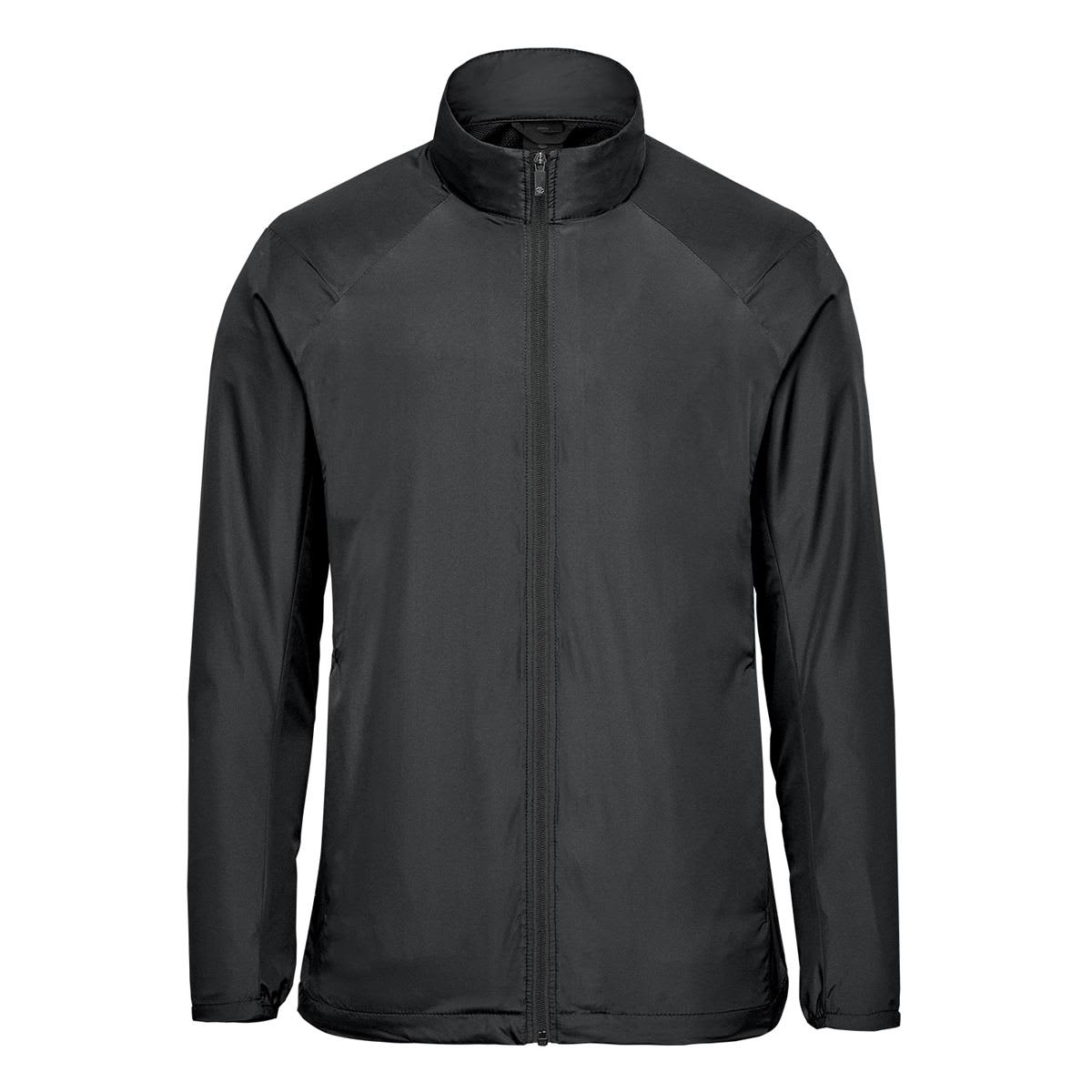 A black men's full zip jacket with a high collar and a sleek design. It features branding on the material. Men's Pacifica Full Zip Jacket - Image 1