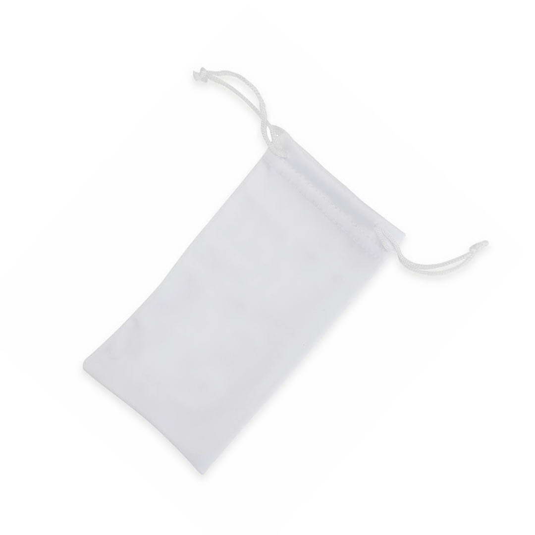 A white drawstring pouch made of a sheer material, featuring a simple pull tie closure. Ekain - Image 1