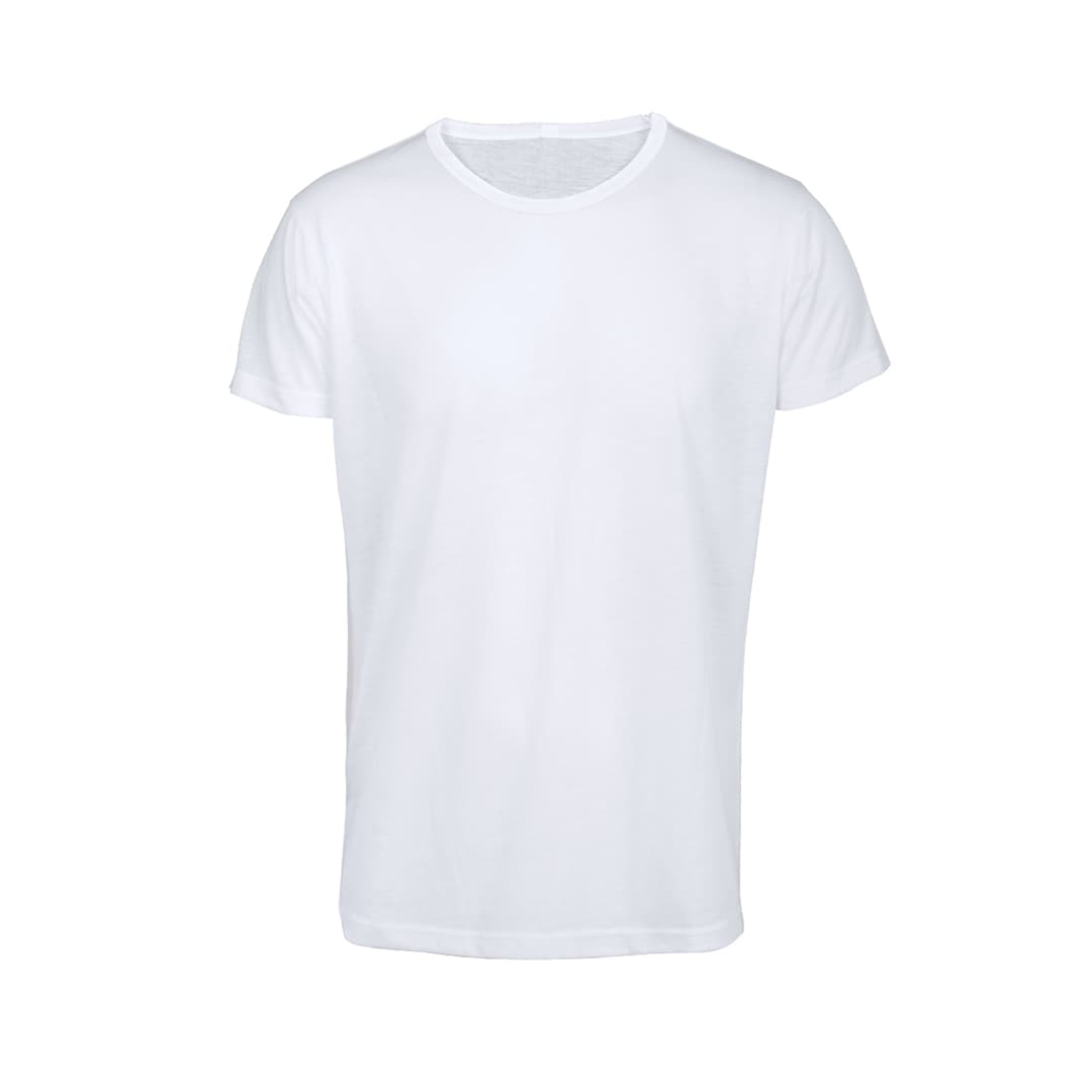 A white t-shirt with short sleeves and a round neckline. It has a plain design and no visible logos. Krusly - Image 1