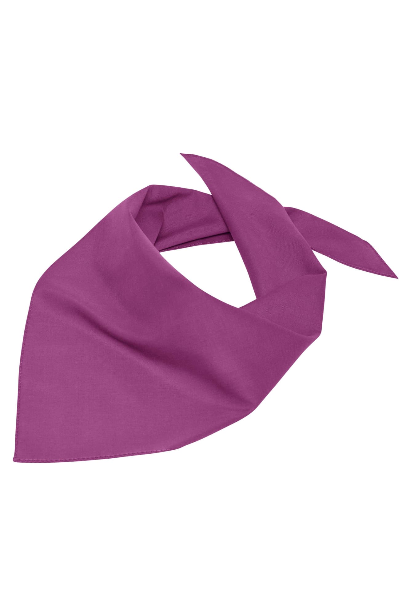 A triangular scarf in a vibrant shade of purple, featuring a simple design and a branding logo. Triangular Scarf - Image 1