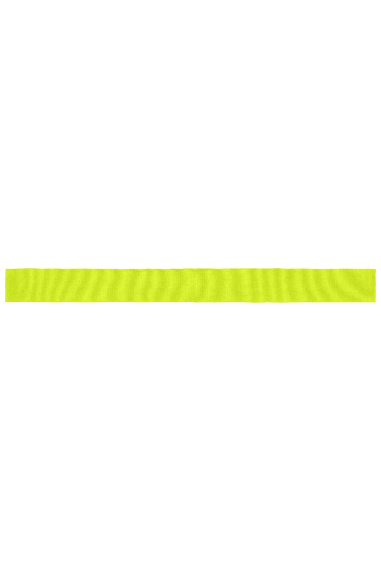 A bright yellow ribbon with a solid, flat design. It has a smooth texture and lacks any text or logos. Ribbon for Promotion Hat - Image 1