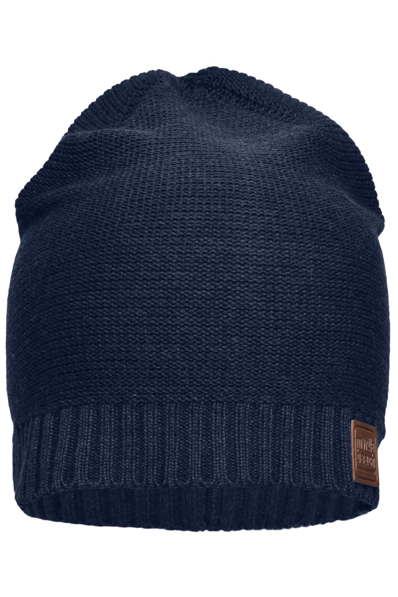 A navy cotton hat with a textured design and a ribbed band, featuring a small logo. Cotton Hat - Image 1