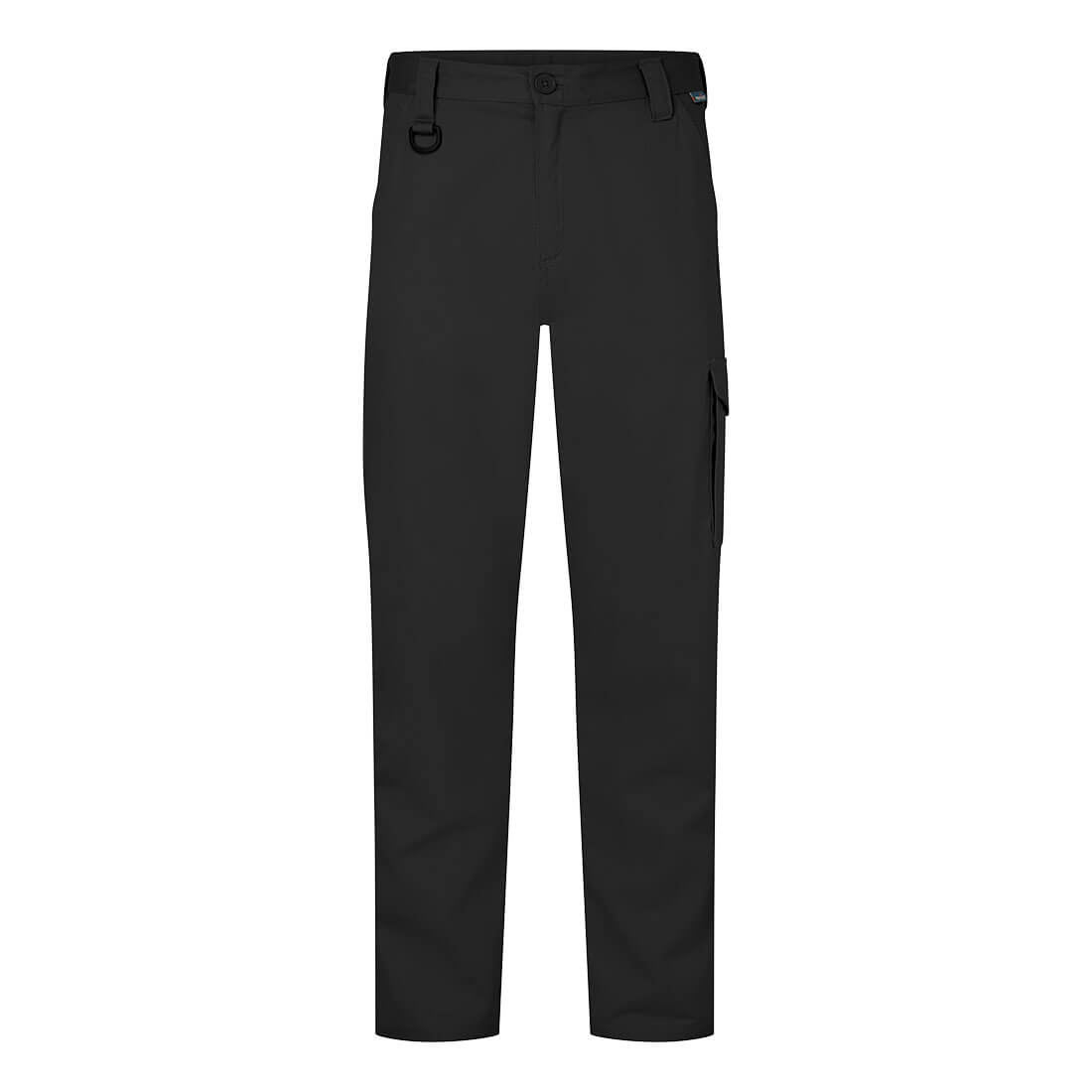 Lightweight drill pants in black, featuring a slim fit and a side pocket, with a branded logo. Lightweight Drill Pants - Image 1