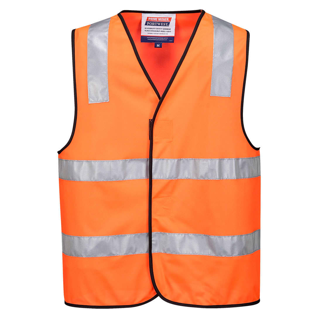 Hi-Vis vest in bright orange with reflective stripes and black trim. Features a logo on the chest area. Hi-Vis Vest - Image 1