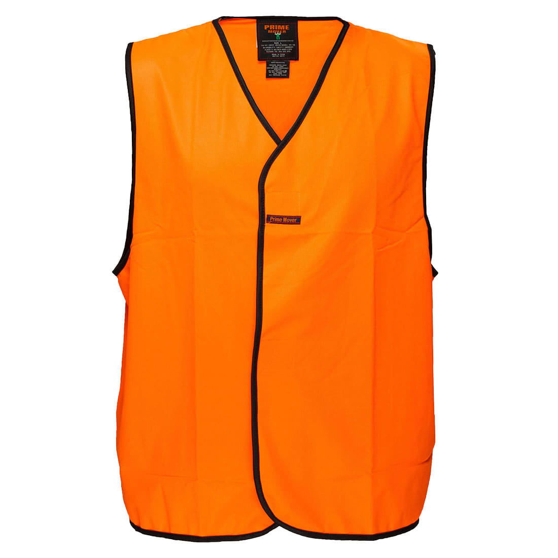 An orange hi-vis vest with black trim, featuring a logo, designed for workwear use. Hi-Vis Class D Vest - Image 1