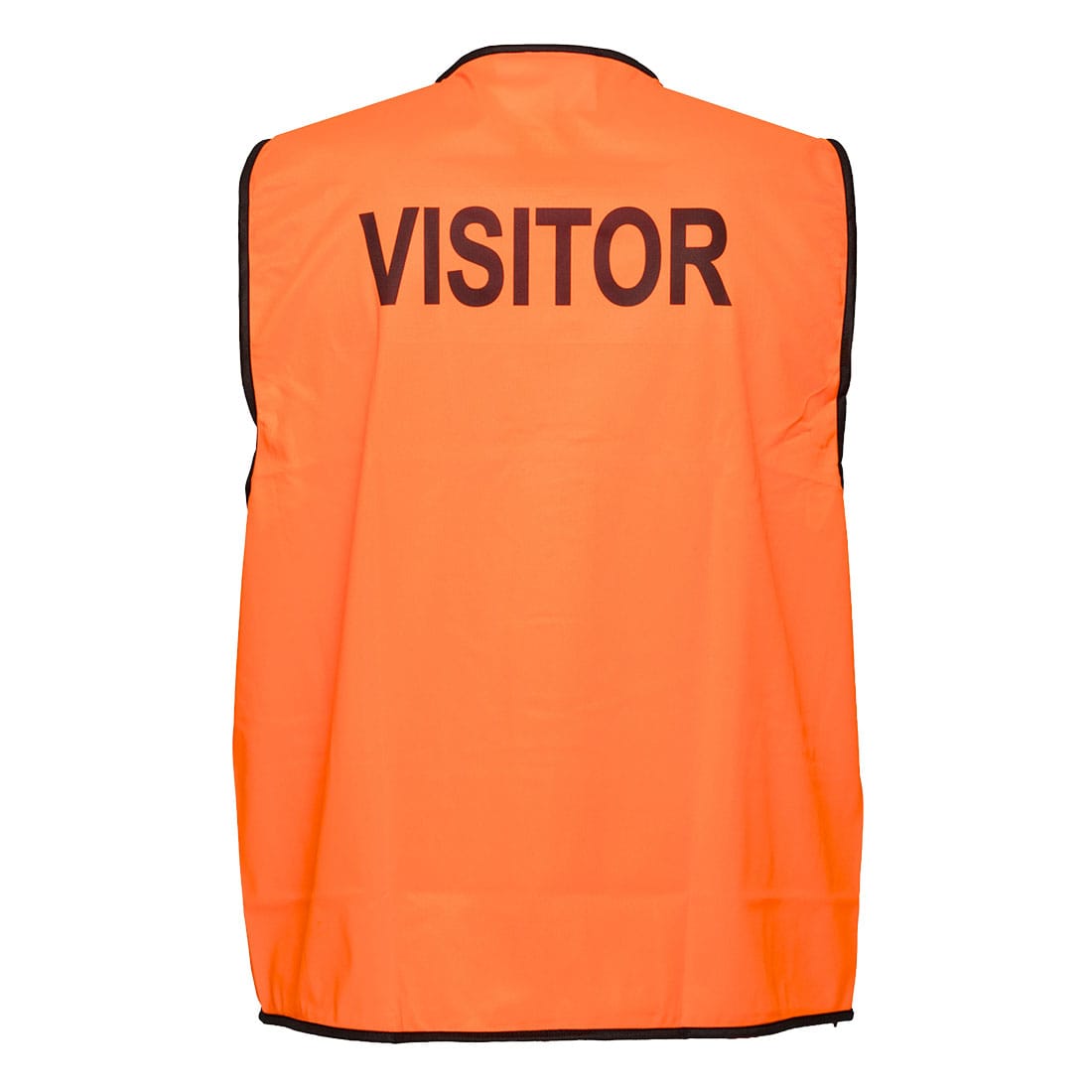 An orange hi-vis vest with black text displaying "VISITOR" on the back. It features a logo at the front. Hi-Vis Class D Visitor Vest - Image 1